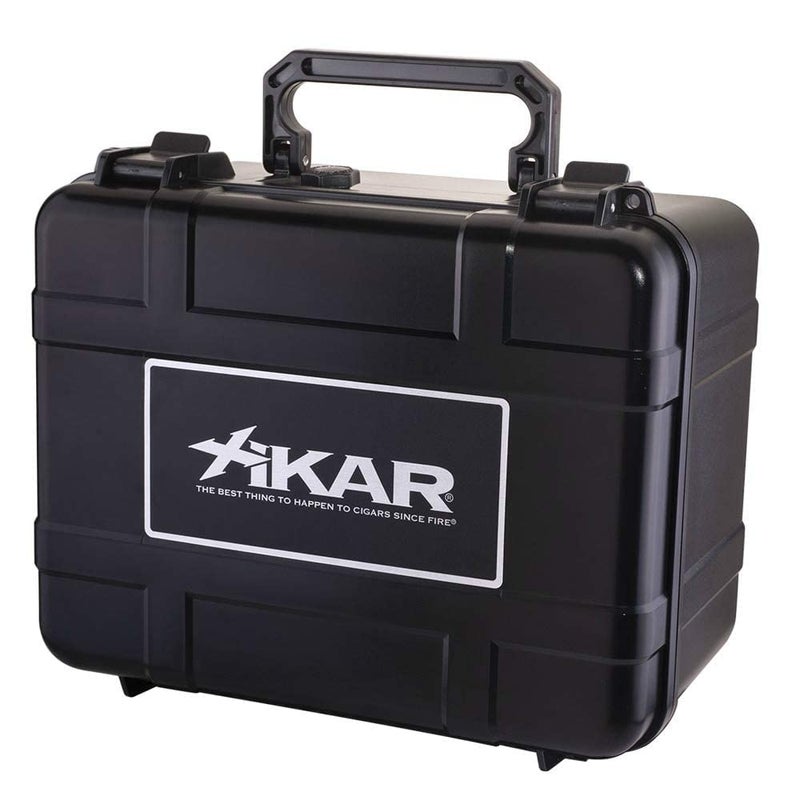 Xikar صندوق السفر من زيكار لـ 60 سيجار، تصميم نحيف جديد، داخلية من رغوة عالية الكثافة، مع مرطب، صمام تخفيف الضغط، آلية قفل آمنة، أسود - Image 1